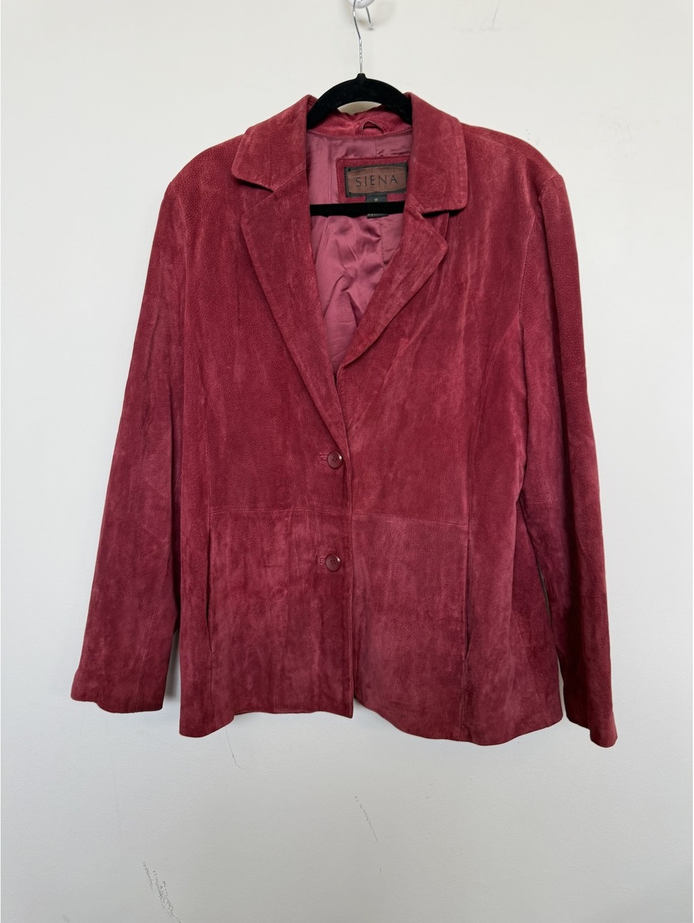 Vintage Siena Burgundy Suede Leather Blazer 100% Leather Size 14